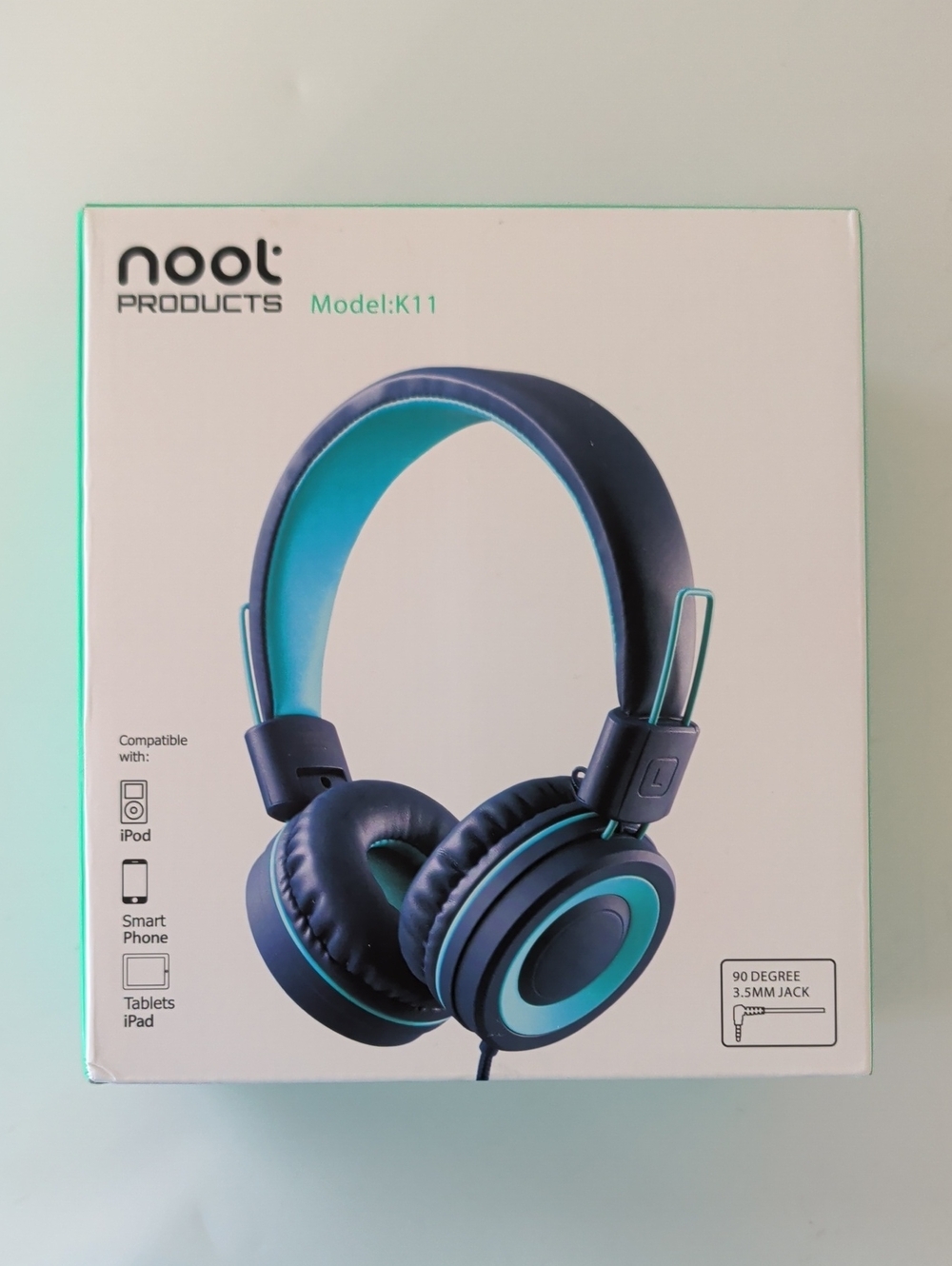 Nool K11 Foldable Stereo Kids Headphones Navy Teal | New in Sealed Box